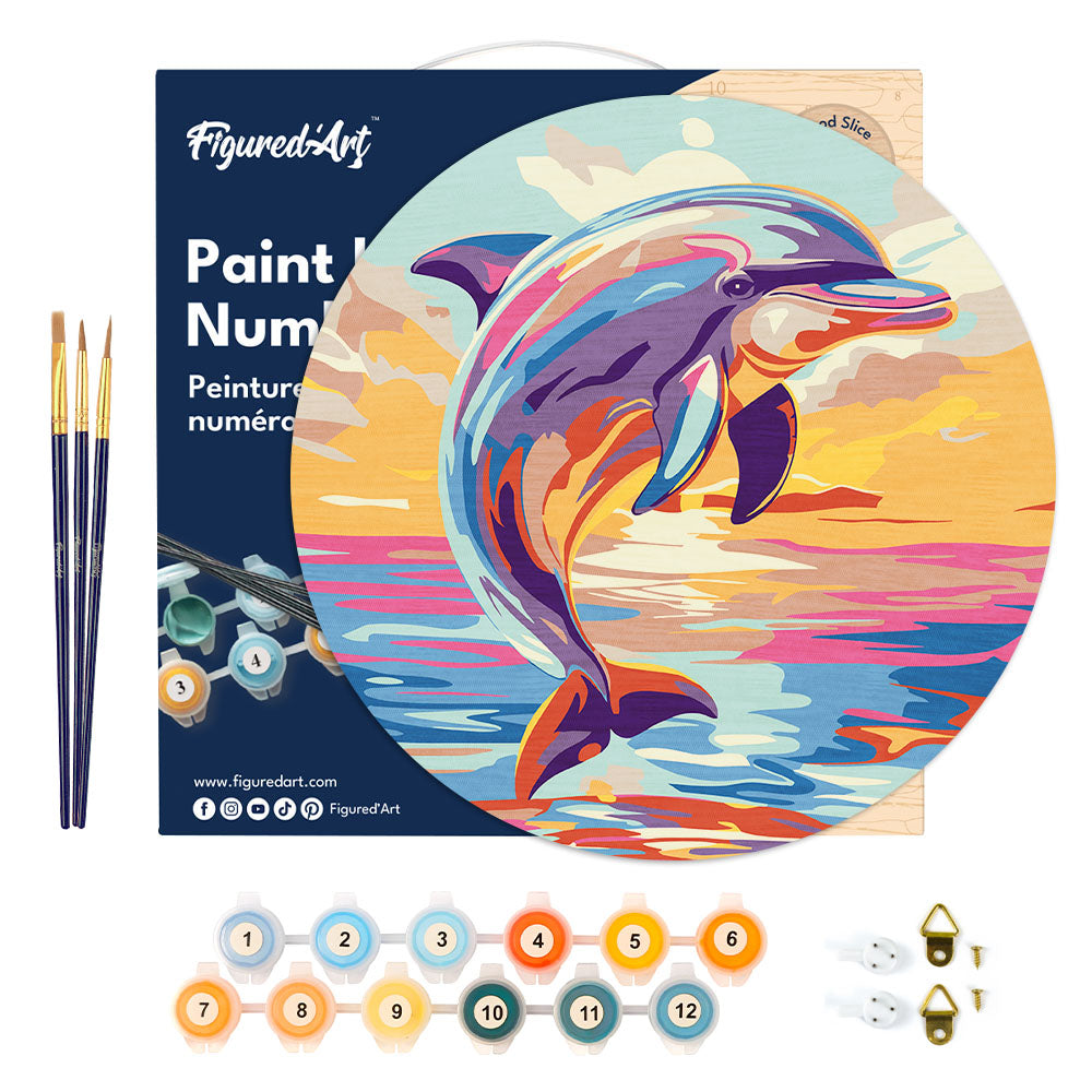 Paint By Numbers On Wooden Disc - Dolphin