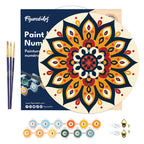 Peinture Par Numéro Sur Disque En Bois - Mandala Ensoleillé