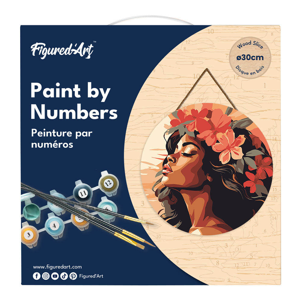 Peinture Par Numéro Sur Disque En Bois - Femme Florale