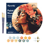 Peinture Par Numéro Sur Disque En Bois - Femme Florale