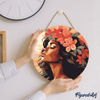 Peinture Par Numéro Sur Disque En Bois - Femme Florale