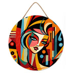 Peinture Par Numéro Sur Disque En Bois - Femme Abstraite Style Picasso