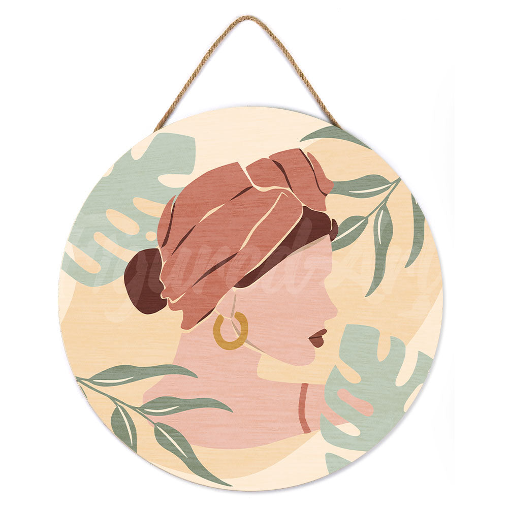 Paint by Numbers on Wooden Disc - Woman in Turban in Profile