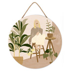 Peinture Par Numéro Sur Disque En Bois - Femme Et Bouquet