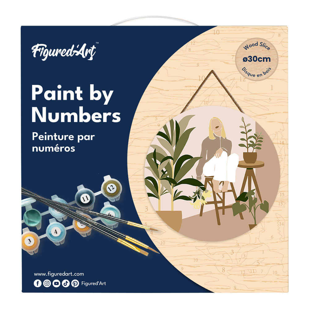 Peinture Par Numéro Sur Disque En Bois - Femme Et Bouquet