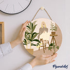 Peinture Par Numéro Sur Disque En Bois - Femme Et Bouquet