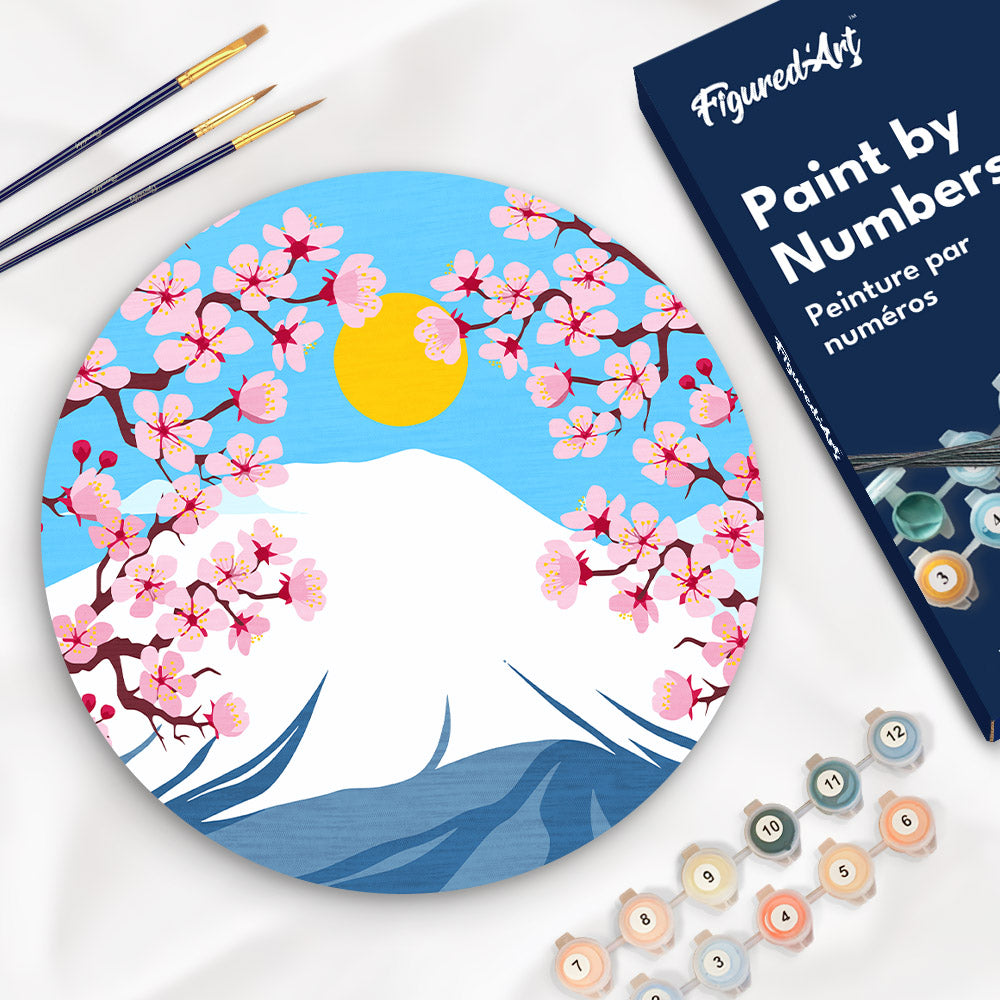 Paint By Number On Wooden Disc - Mount Fuji