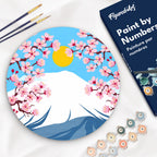 Paint By Number On Wooden Disc - Mount Fuji
