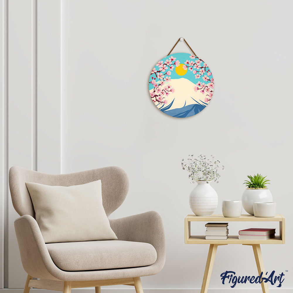 Paint By Number On Wooden Disc - Mount Fuji