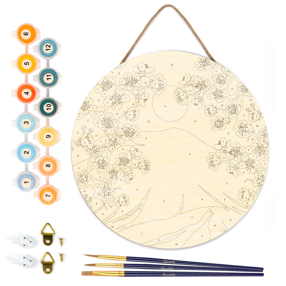Paint By Number On Wooden Disc - Mount Fuji
