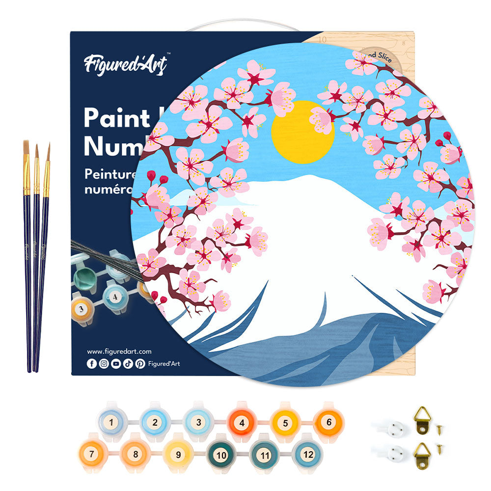 Paint By Number On Wooden Disc - Mount Fuji