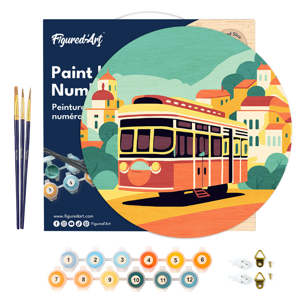 Paint by Numbers on Wooden Disc - Lisbon