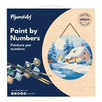 Paint By Number On Wooden Disc - Winter Chalet