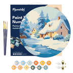 Paint By Number On Wooden Disc - Winter Chalet