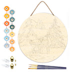 Paint By Numbers On Wooden Round - Does And Cabin