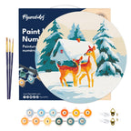 Paint By Numbers On Wooden Round - Does And Cabin