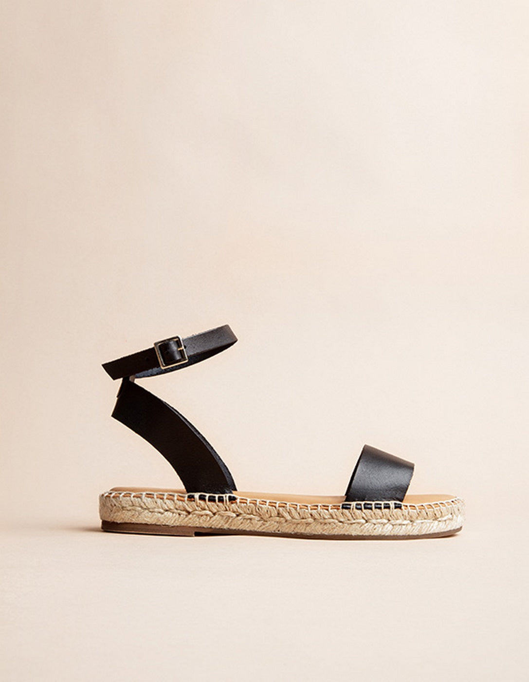 Espadrilles Plates Rioja - Cuir Noir - Femme