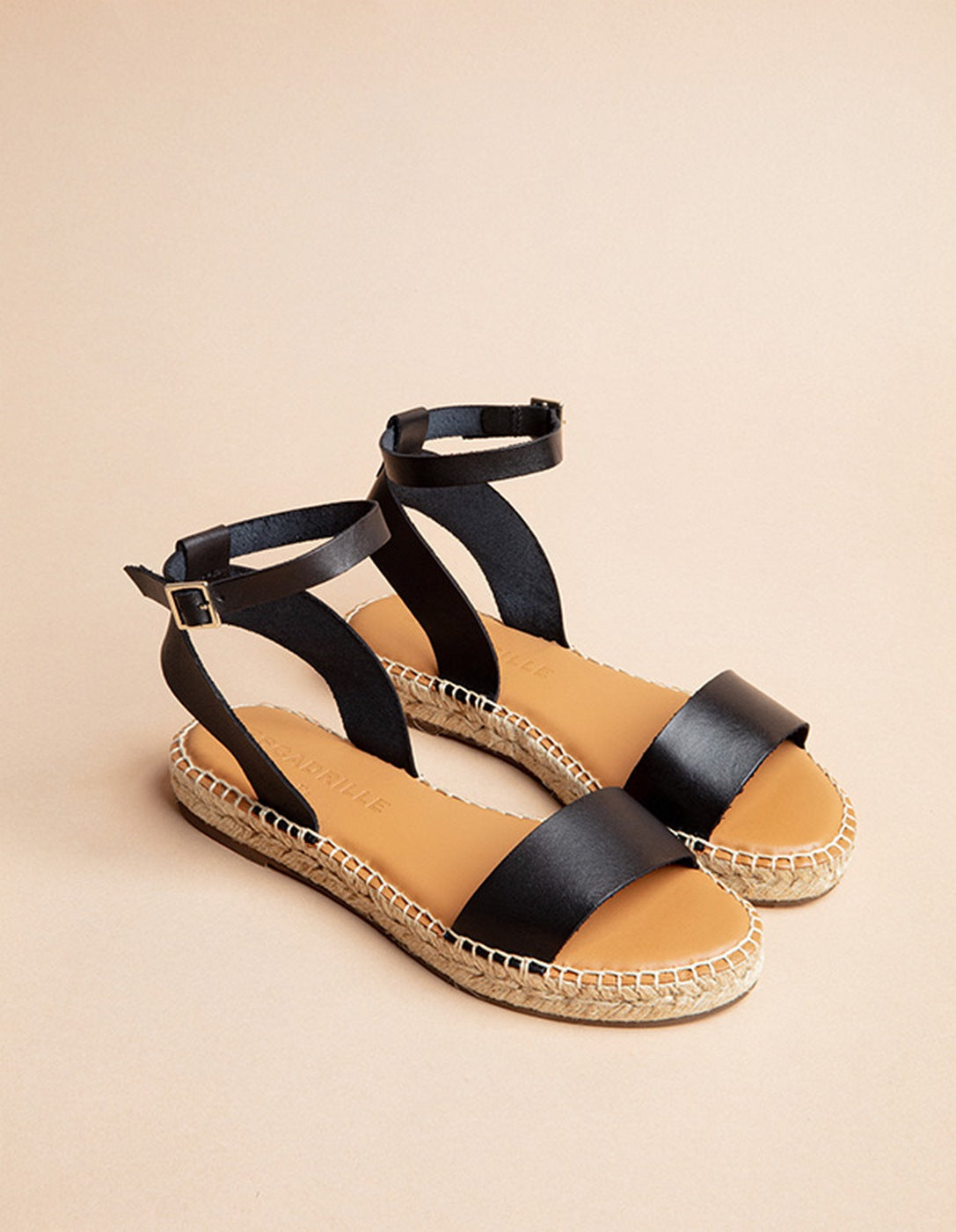Espadrilles Plates Rioja - Cuir Noir - Femme