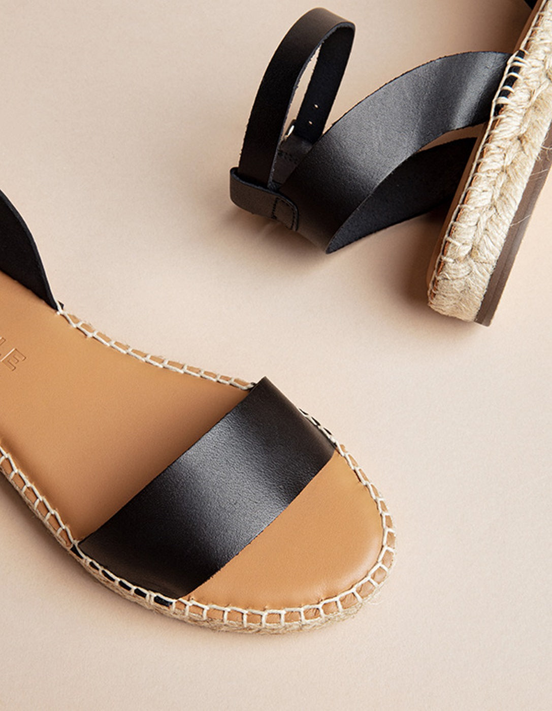 Espadrilles Plates Rioja - Cuir Noir - Femme