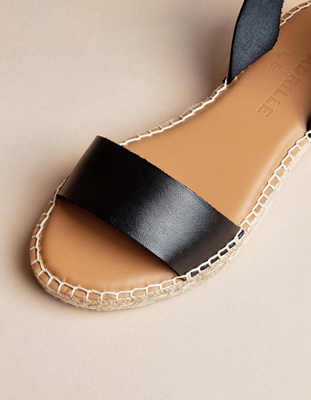 Espadrilles Plates Rioja - Cuir Noir - Femme