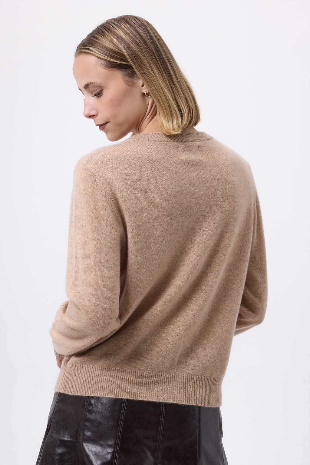 Cardigan Girocollo Oversize Bottoni Dorati Riva - Beige Crema - Donna