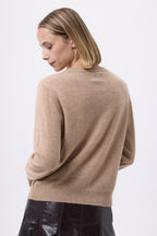 Cardigan Girocollo Oversize Bottoni Dorati Riva - Beige Crema - Donna