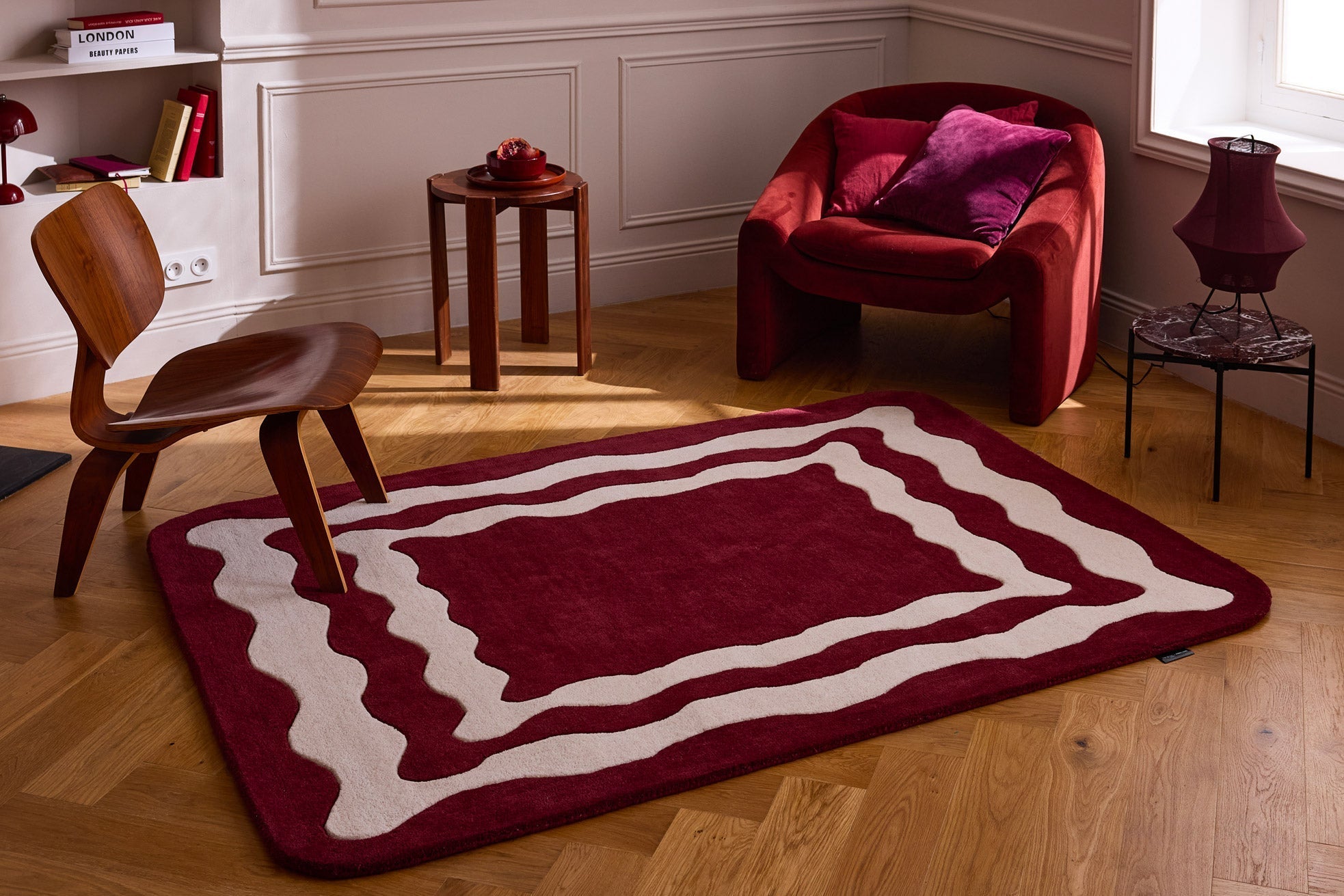 Rouge d'orage – Davy wool rug - Burgundy Rouge d'orage