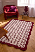 Rouge d'orage – Striped wool rug - burgundy Rouge d'orage