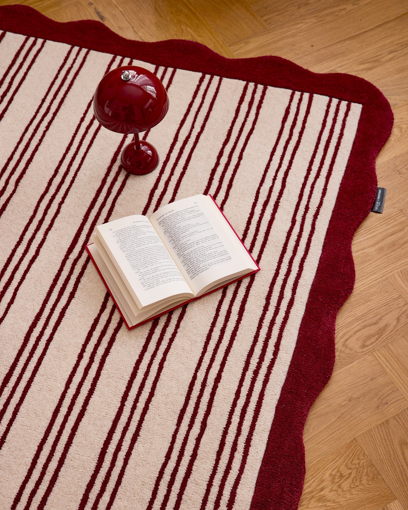 Rouge d'orage – Striped wool rug - burgundy Rouge d'orage