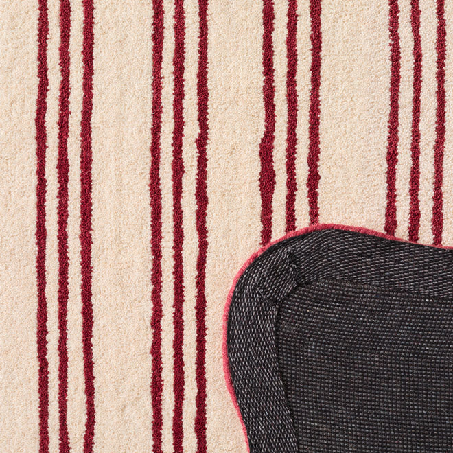 Rouge d'orage – Striped wool rug - burgundy Rouge d'orage