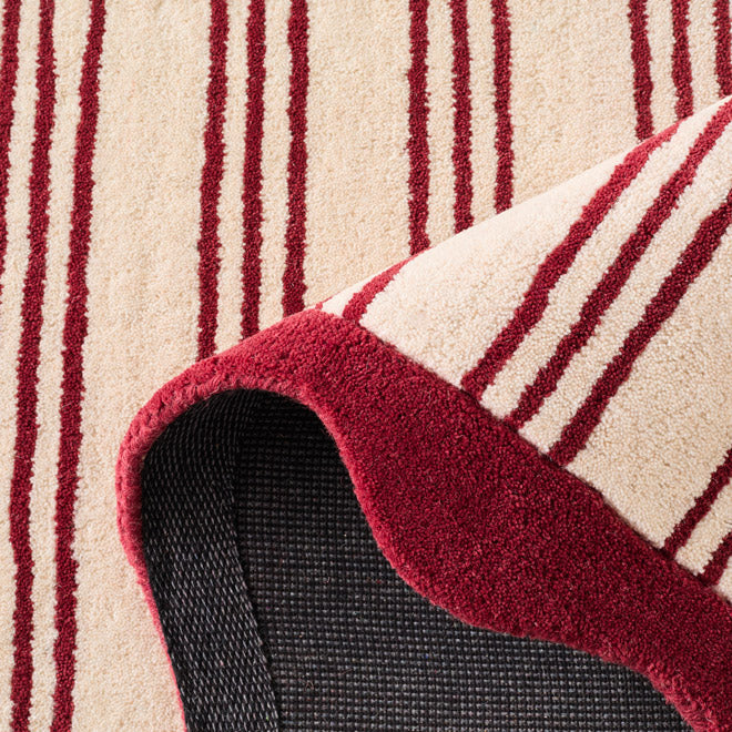 Rouge d'orage – Striped wool rug - burgundy Rouge d'orage
