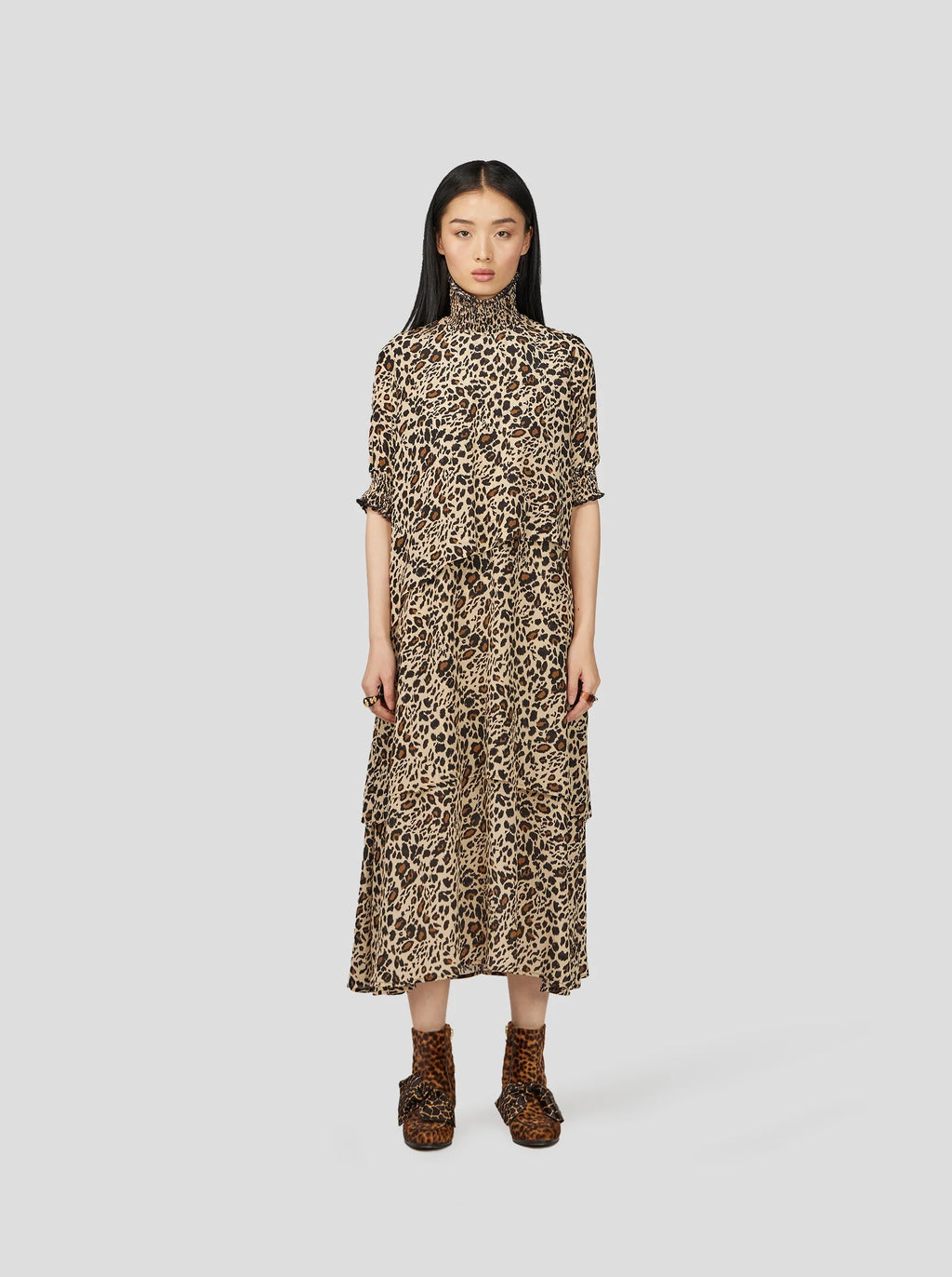 Robe Dries En Imprimé Léopard Soyeux