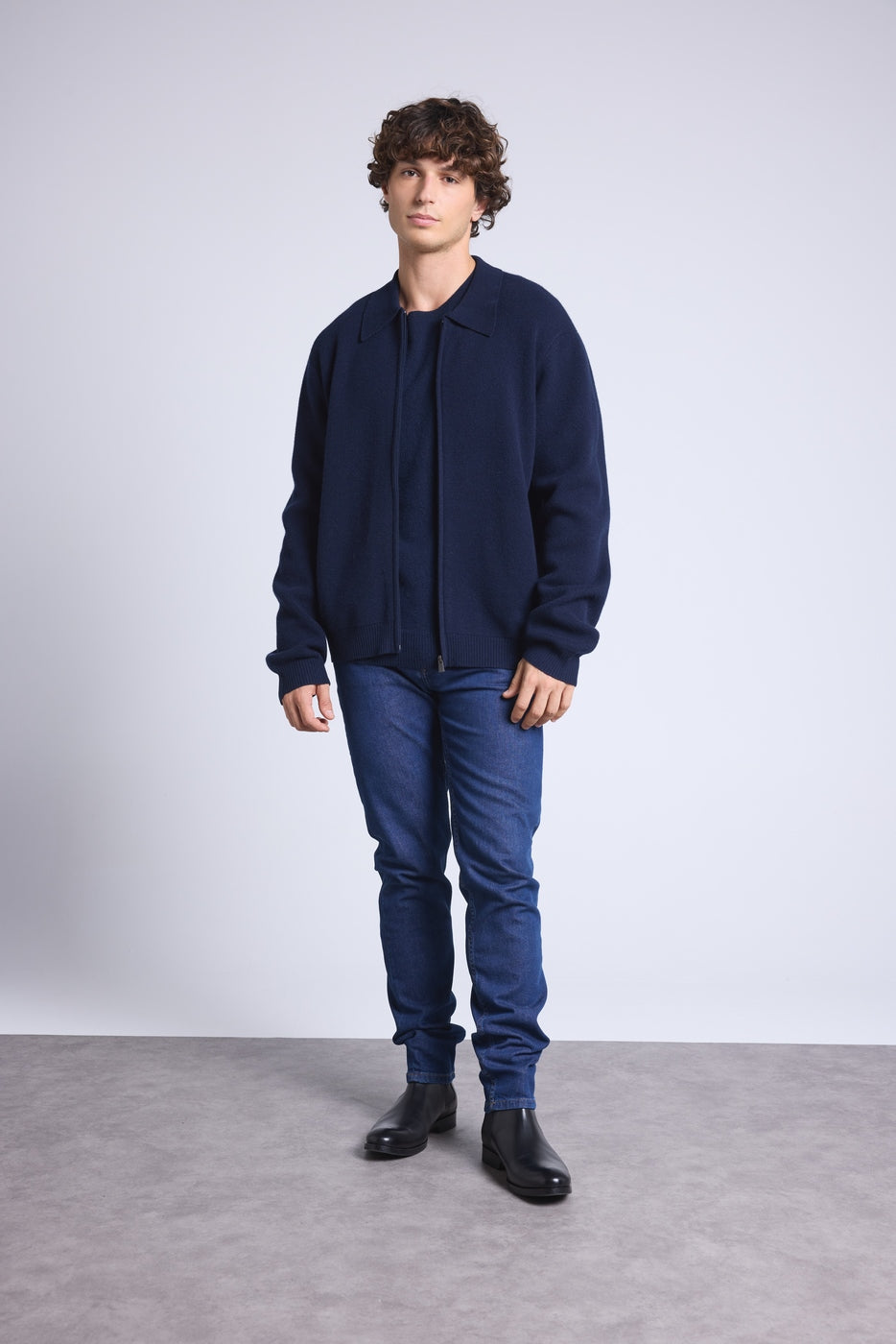Veste Zippee Roger - Bleu Marine - Homme - Cachemire Et Laine