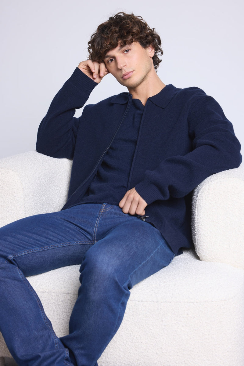 Chaqueta con cremallera Roger - Azul marino - Hombre
