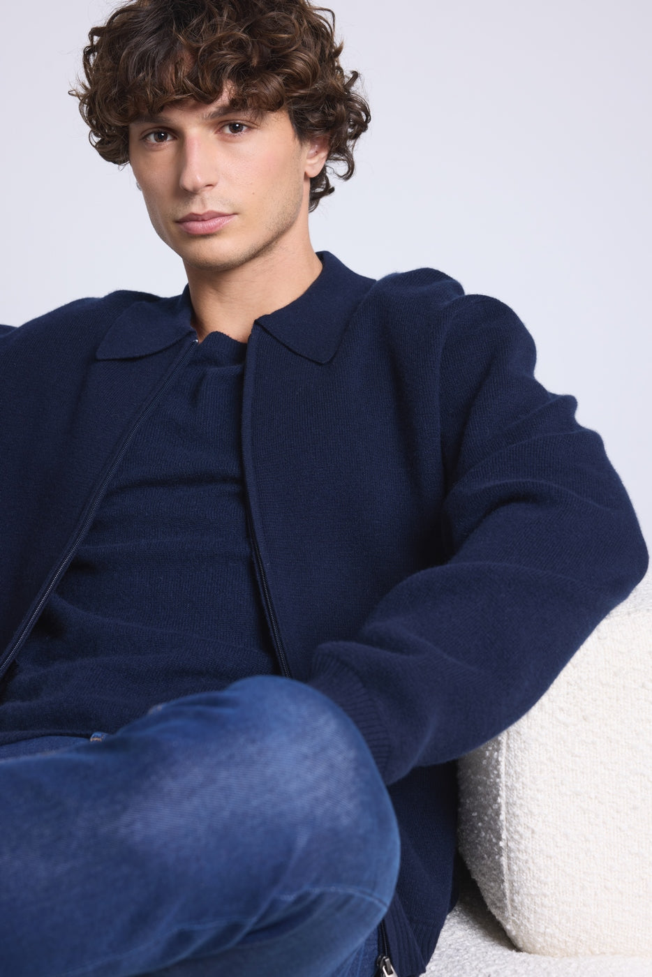 Veste Zippee Roger - Bleu Marine - Homme - Cachemire Et Laine