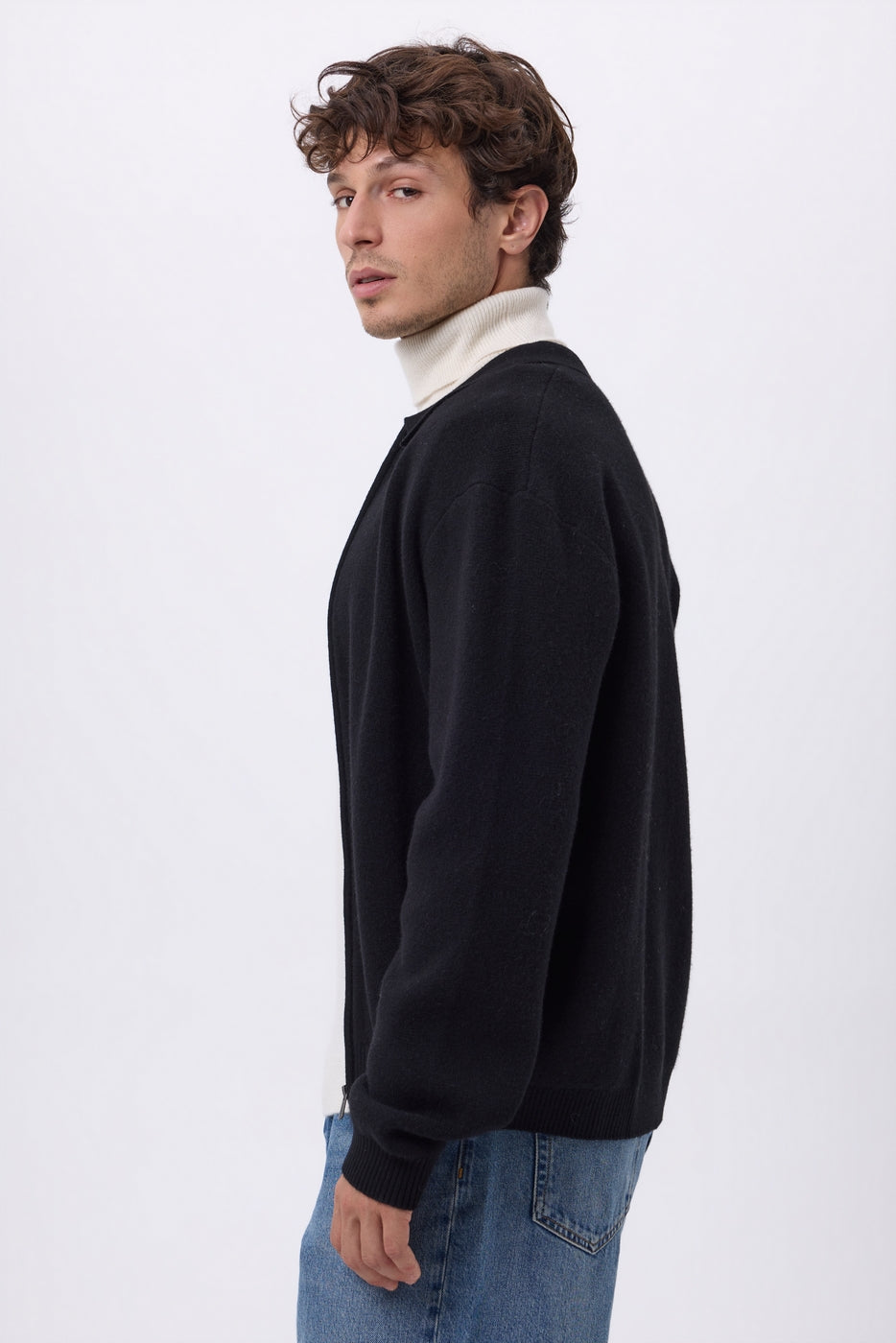 Giacca Con Zip Roger - Nero - Uomo - Cashmere E Lana