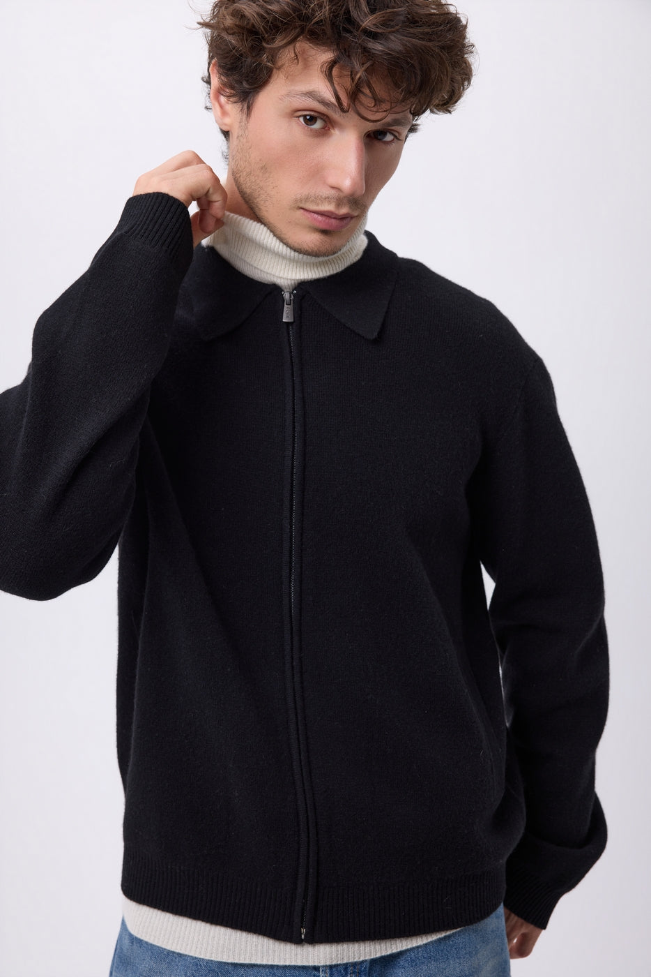 Giacca Con Zip Roger - Nero - Uomo - Cashmere E Lana