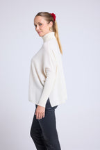 Rolanda Poncho Roll-Neck Jumper - White - Women