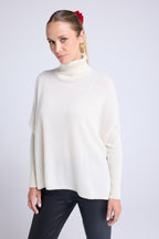 Rolanda Poncho Roll-Neck Jumper - White - Women