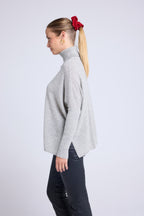 Poncho-Rollkragenpullover Rolanda – Hellgrau – Damen
