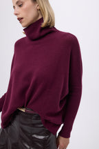 Poncho Turtleneck Jumper F Rolanda - Wine Red - Women