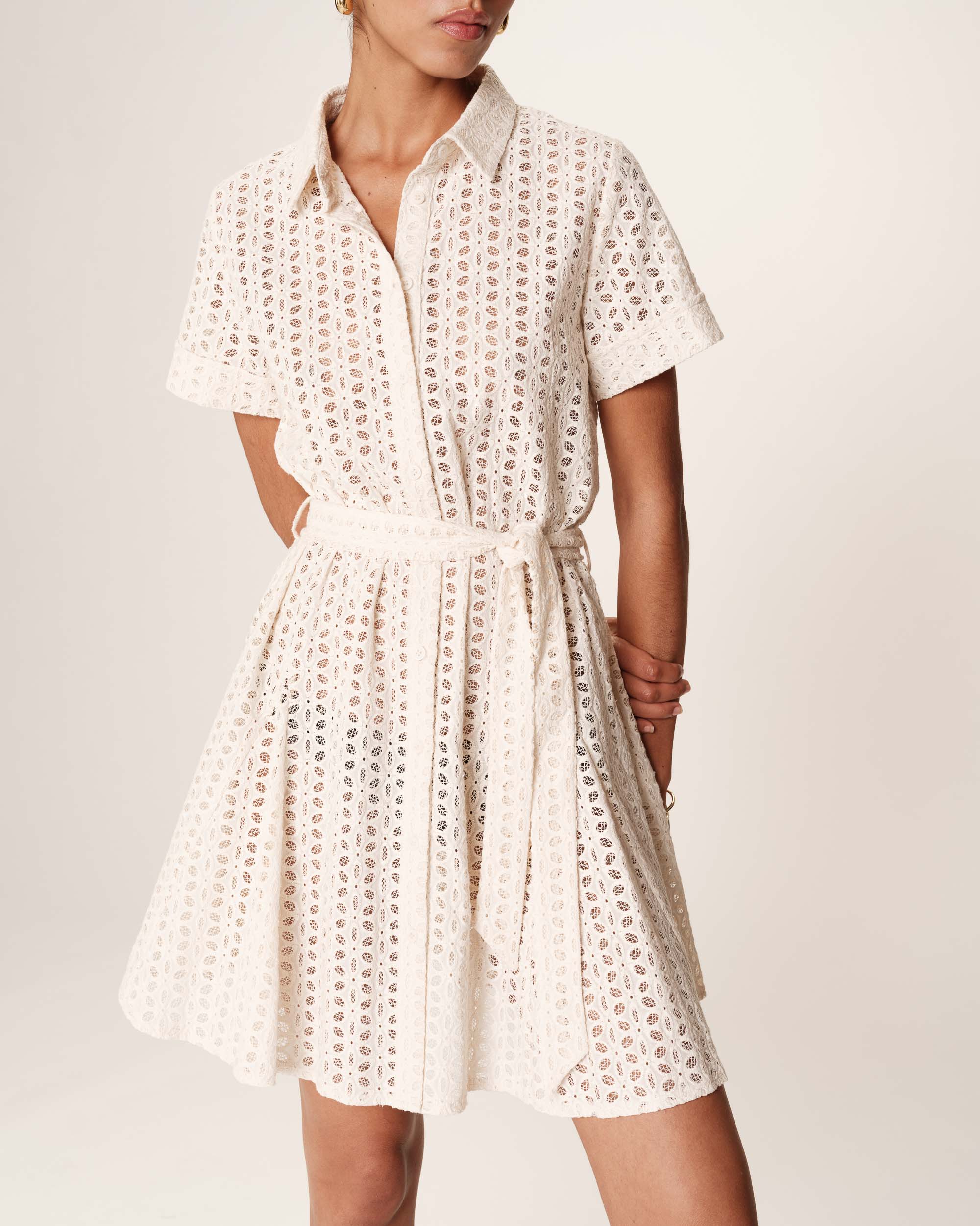 Romane Short Dress - Ecru