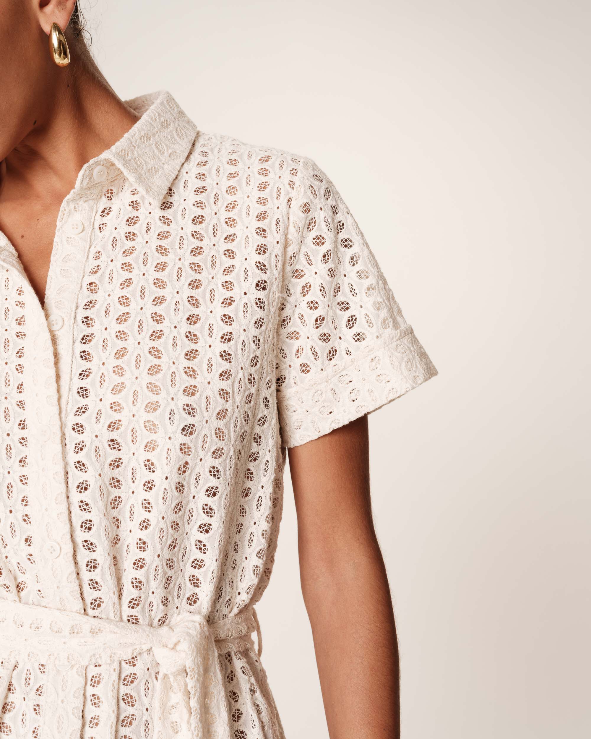 Romane Short Dress - Ecru