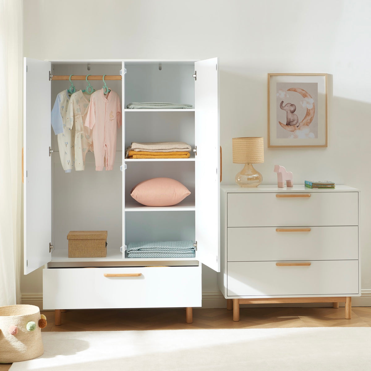 Rome – 2-Door Children’s Wardrobe – White