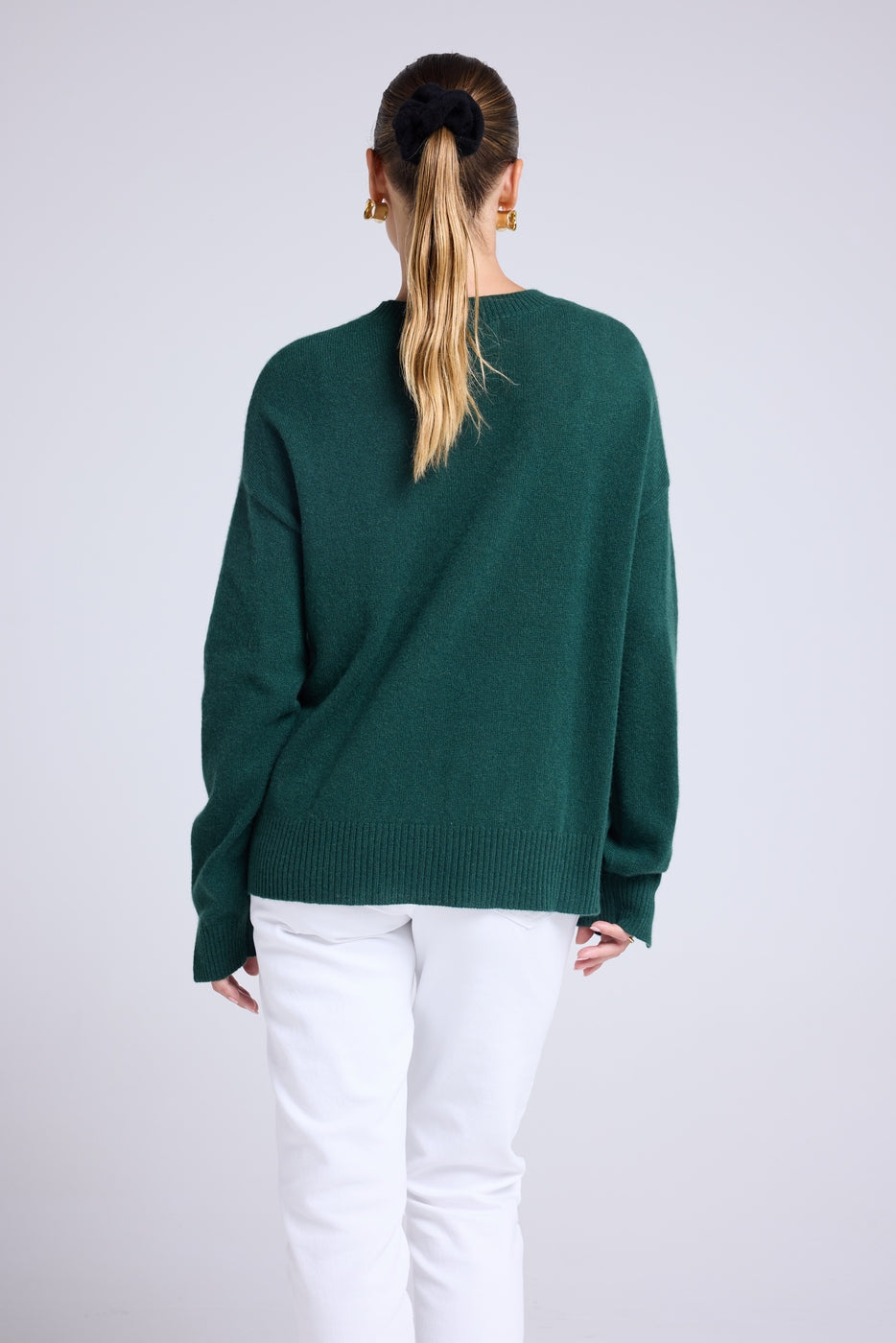 Jersey oversize de cuello redondo Romy - Verde botella - Mujer