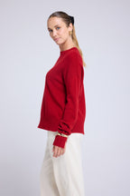 Maglione oversize Romy a girocollo - Rosso bordeaux - Donna