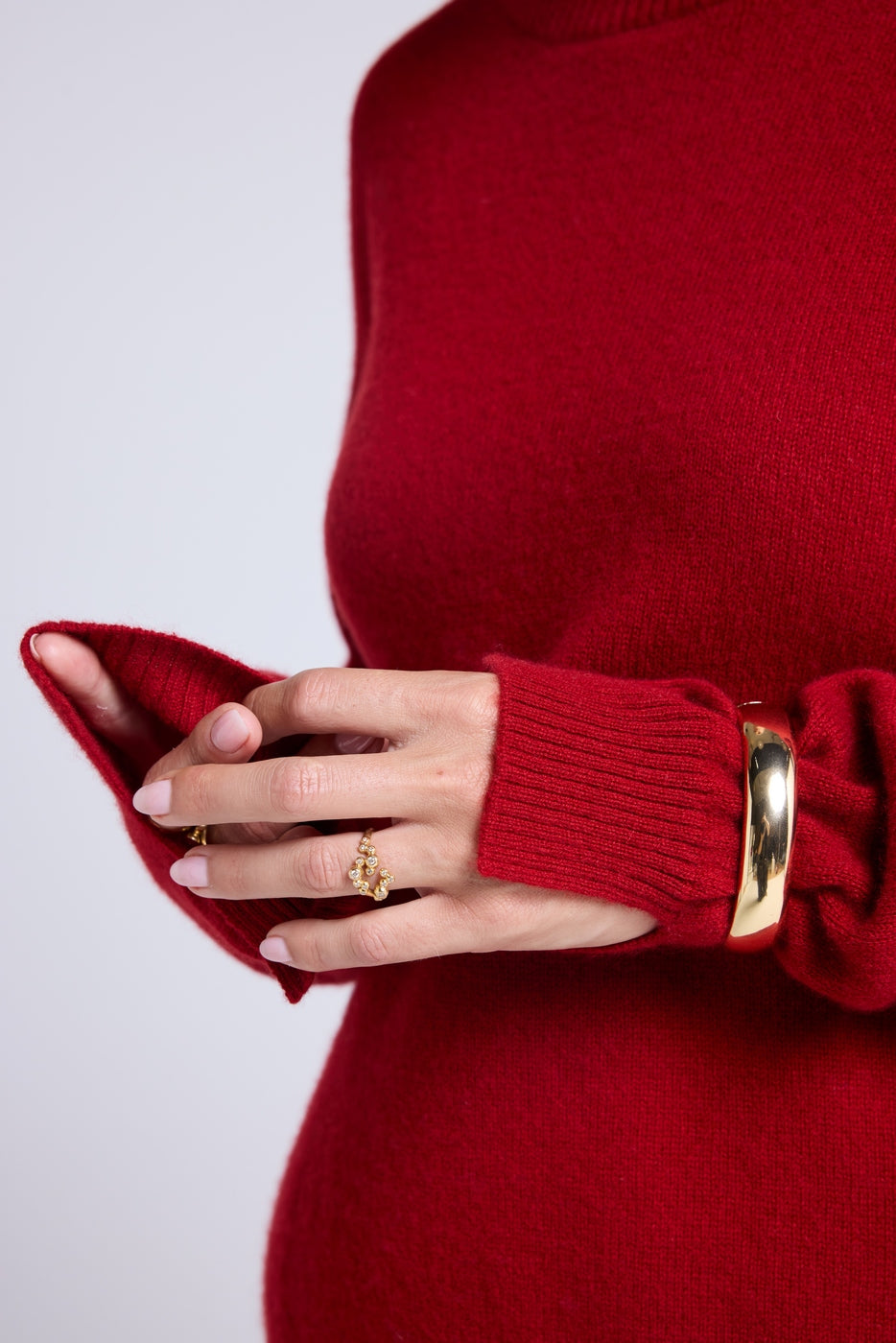 Maglione oversize Romy a girocollo - Rosso bordeaux - Donna