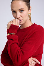 Maglione oversize Romy a girocollo - Rosso bordeaux - Donna