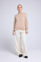 Maglione oversize Romy a girocollo - Beige crema - Donna