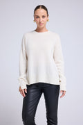 Sweter Oversize z Okrągłym Dekoltem Romy – Biały – Damski